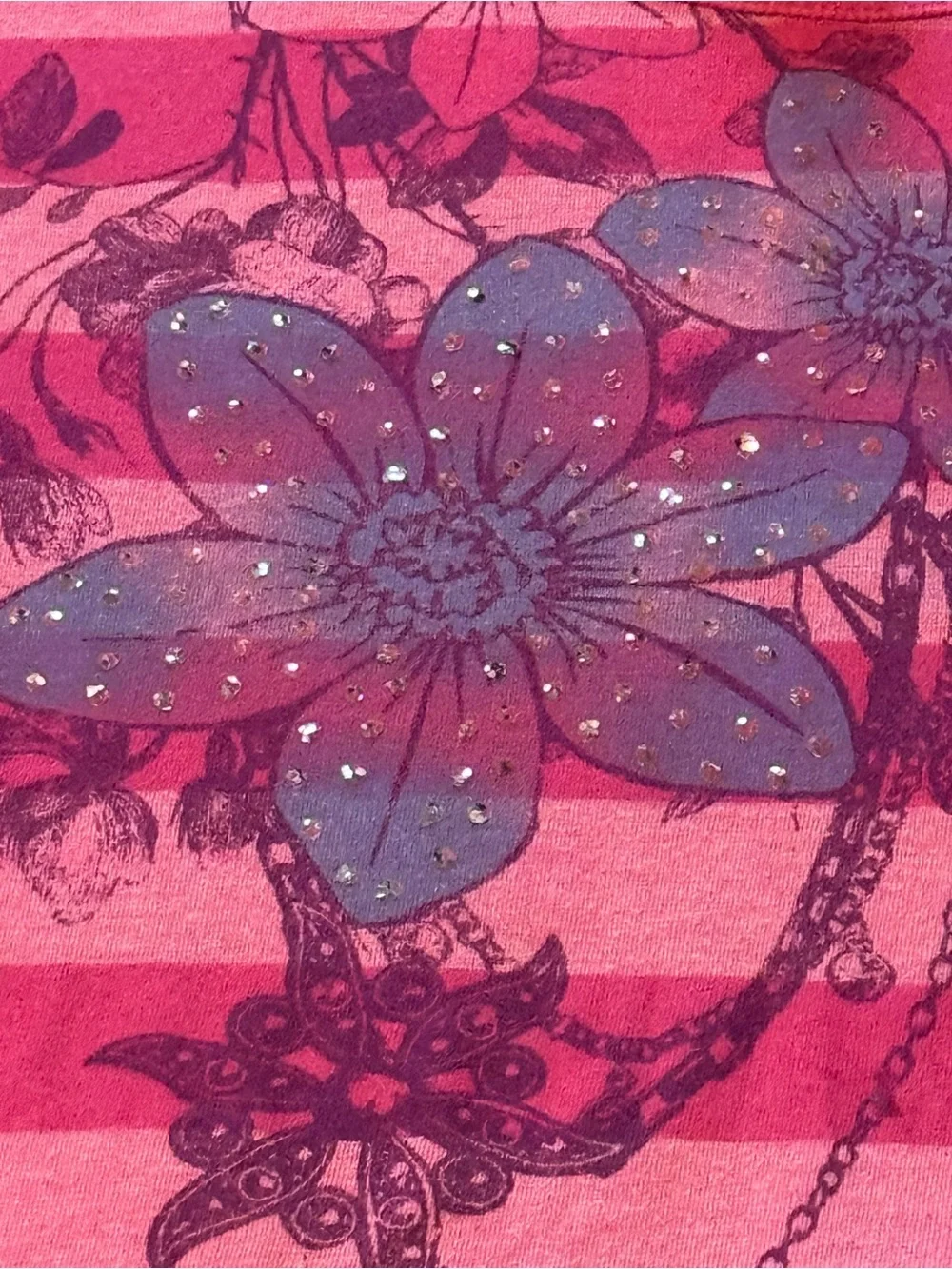 LA Conduct Girls' Pink Purple Floral Stripe Tee Size XL - Picture 3 of 5